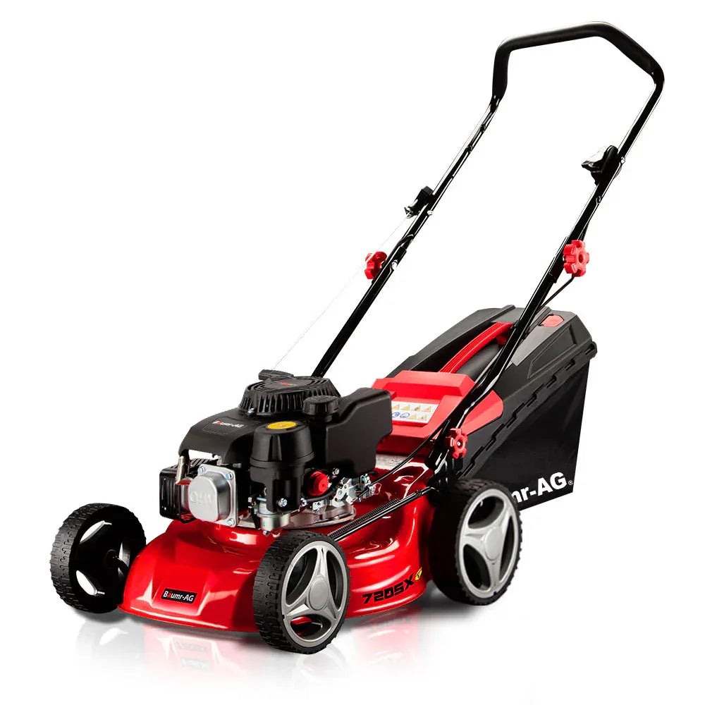 Baumr-AG Lawn Mower 139CC 17 Petrol Push Lawnmower 4-Stroke Engine Catch - Mekamart Australia