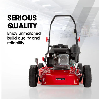 Baumr-AG Lawn Mower 139CC 17 Petrol Push Lawnmower 4-Stroke Engine Catch - Mekamart Australia