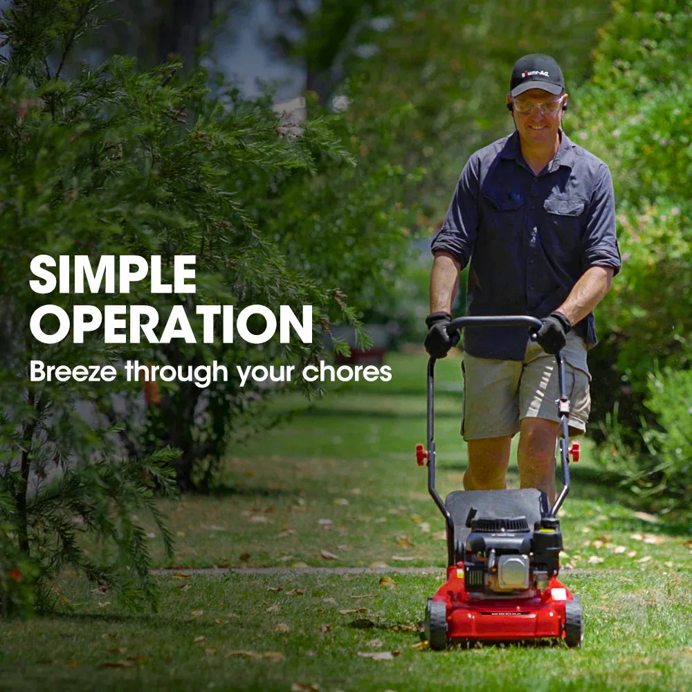 Baumr-AG 139cc Lawn Mower 4-Stroke 16 Inch Petrol Lawnmower Hand Push Engine 35L Catcher - Mekamart Australia