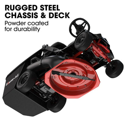 BAUMR-AG 24" Ride On Lawn Mower, Lithium Electric Start System, 6HP 224cc, 5 Cut Heights, Catcher and Mulch Kit - Mekamart Australia