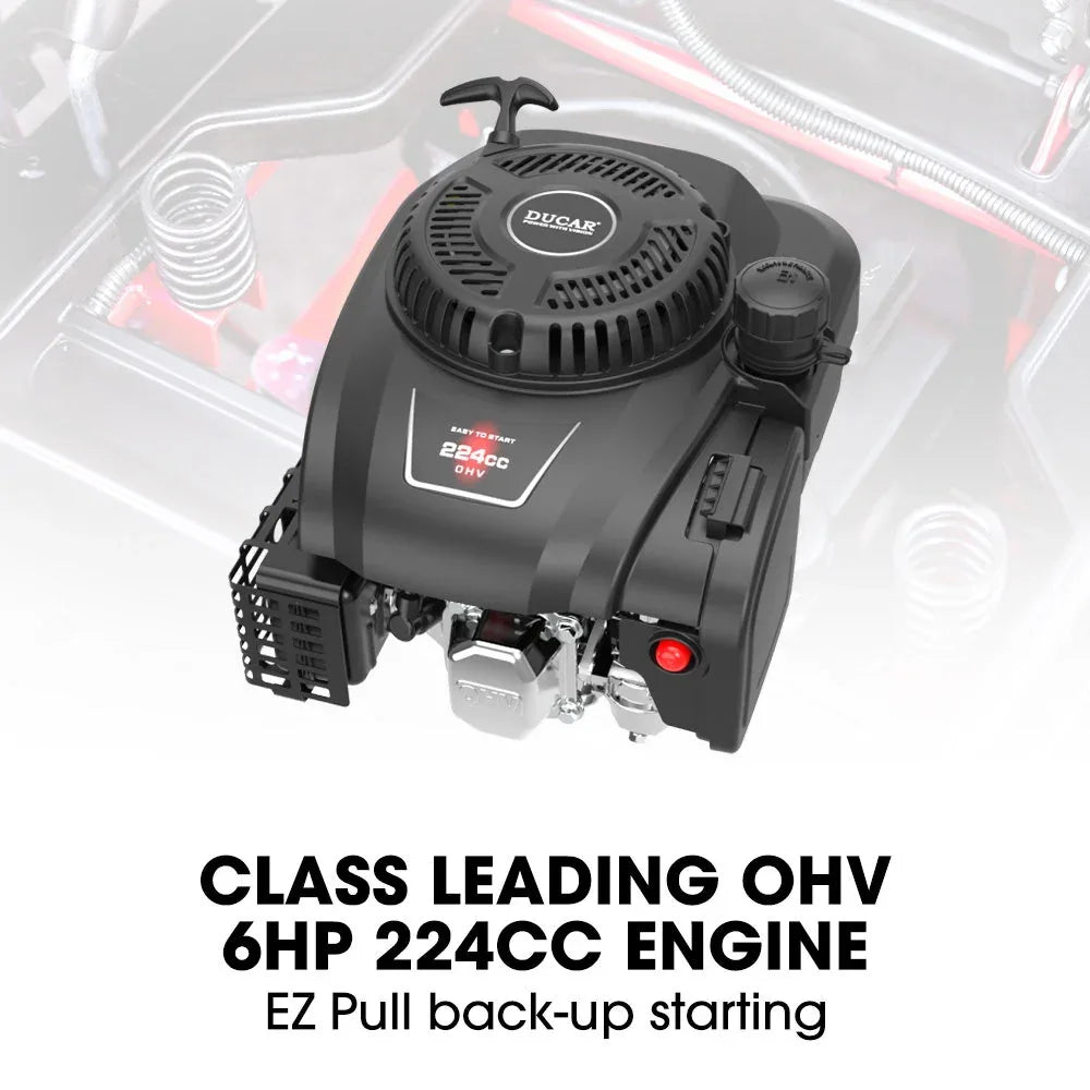 BAUMR-AG 24" Ride On Lawn Mower, Lithium Electric Start System, 6HP 224cc, 5 Cut Heights, Catcher and Mulch Kit - Mekamart Australia