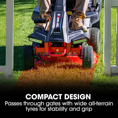 BAUMR-AG 24" Ride On Lawn Mower, Lithium Electric Start System, 6HP 224cc, 5 Cut Heights, Catcher and Mulch Kit - Mekamart Australia