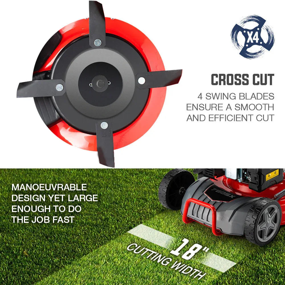 Baumr-AG Lawn Mower 18 220cc Petrol Self-Propelled Push Lawnmower 4-Stroke - Mekamart Australia