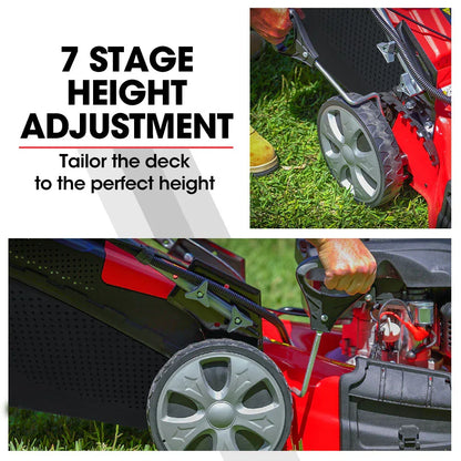 Baumr-AG 248cc Lawn Mower 4-Stroke 21 Inch Petrol Lawnmower 4-in-1 Self-Propelled Electric Start - Mekamart Australia