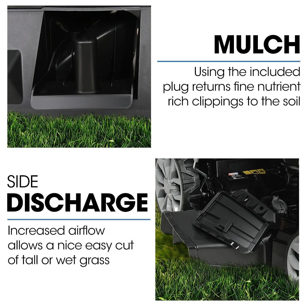 PowerBlade 20" 200cc Self-Propelled Lawn Mower, 7 Height, Steel Deck, Deck Wash Port, OHV 4-Stroke Petrol - VS900 - Mekamart Australia