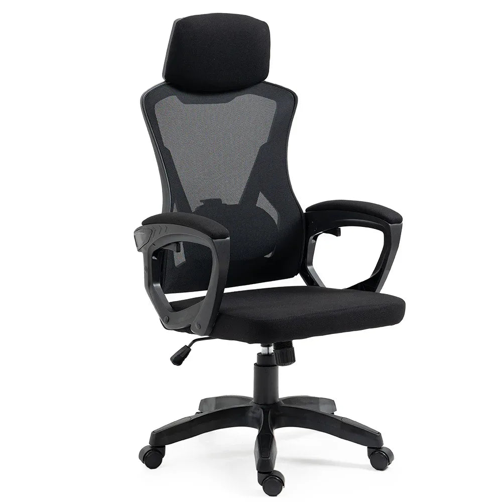 FORTIA Ergonomic Office Desk Chair, Height Adjustable Lumbar Support, Mesh Fabric, Headrest, Black - Mekamart Australia