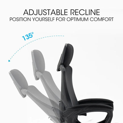 FORTIA Ergonomic Office Desk Chair, Height Adjustable Lumbar Support, Mesh Fabric, Headrest, Black - Mekamart Australia