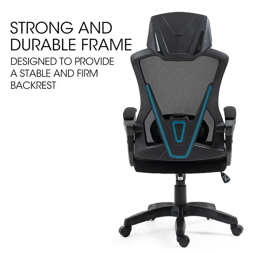 FORTIA Ergonomic Office Desk Chair, Height Adjustable Lumbar Support, Mesh Fabric, Headrest, Black - Mekamart Australia