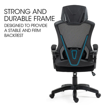 FORTIA Ergonomic Office Desk Chair, Height Adjustable Lumbar Support, Mesh Fabric, Headrest, Black - Mekamart Australia