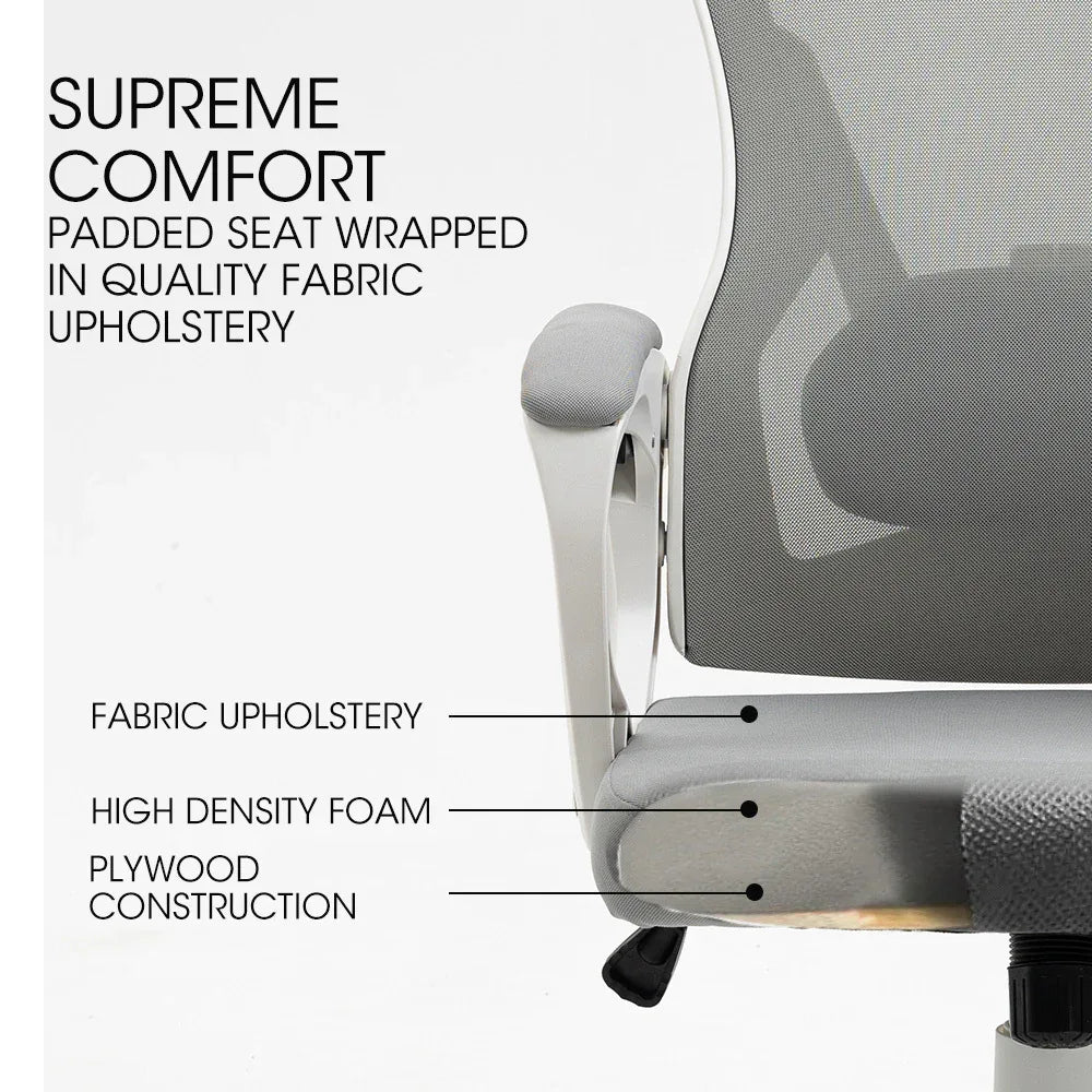FORTIA Ergonomic Mesh Office Chair Computer Seat with Headrest Adjustable Recline, White/Grey - Mekamart Australia