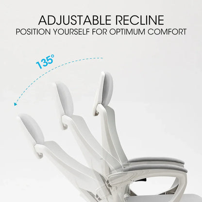 FORTIA Ergonomic Mesh Office Chair Computer Seat with Headrest Adjustable Recline, White/Grey - Mekamart Australia