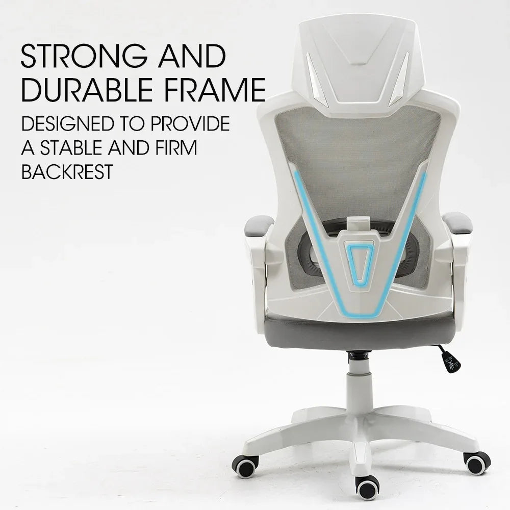 FORTIA Ergonomic Mesh Office Chair Computer Seat with Headrest Adjustable Recline, White/Grey - Mekamart Australia