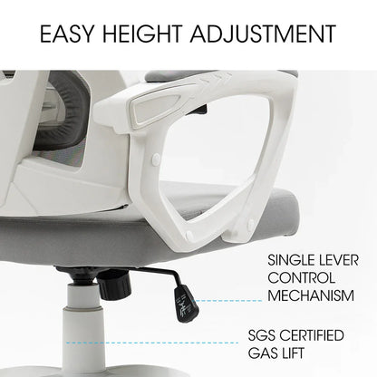 FORTIA Ergonomic Mesh Office Chair Computer Seat with Headrest Adjustable Recline, White/Grey - Mekamart Australia