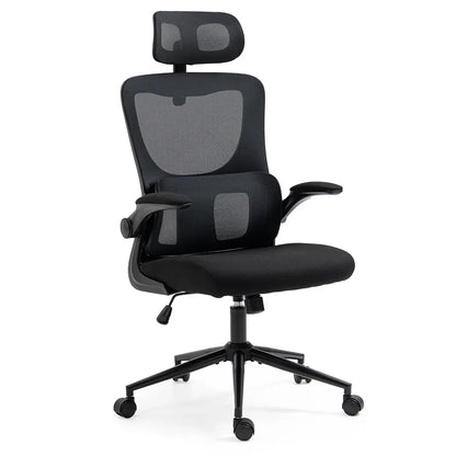 FORTIA Ergonomic Office Desk Chair, Lumbar Support, Mesh Fabric, Adjustable Headrest, Retractable Armrests, Black - Mekamart Australia