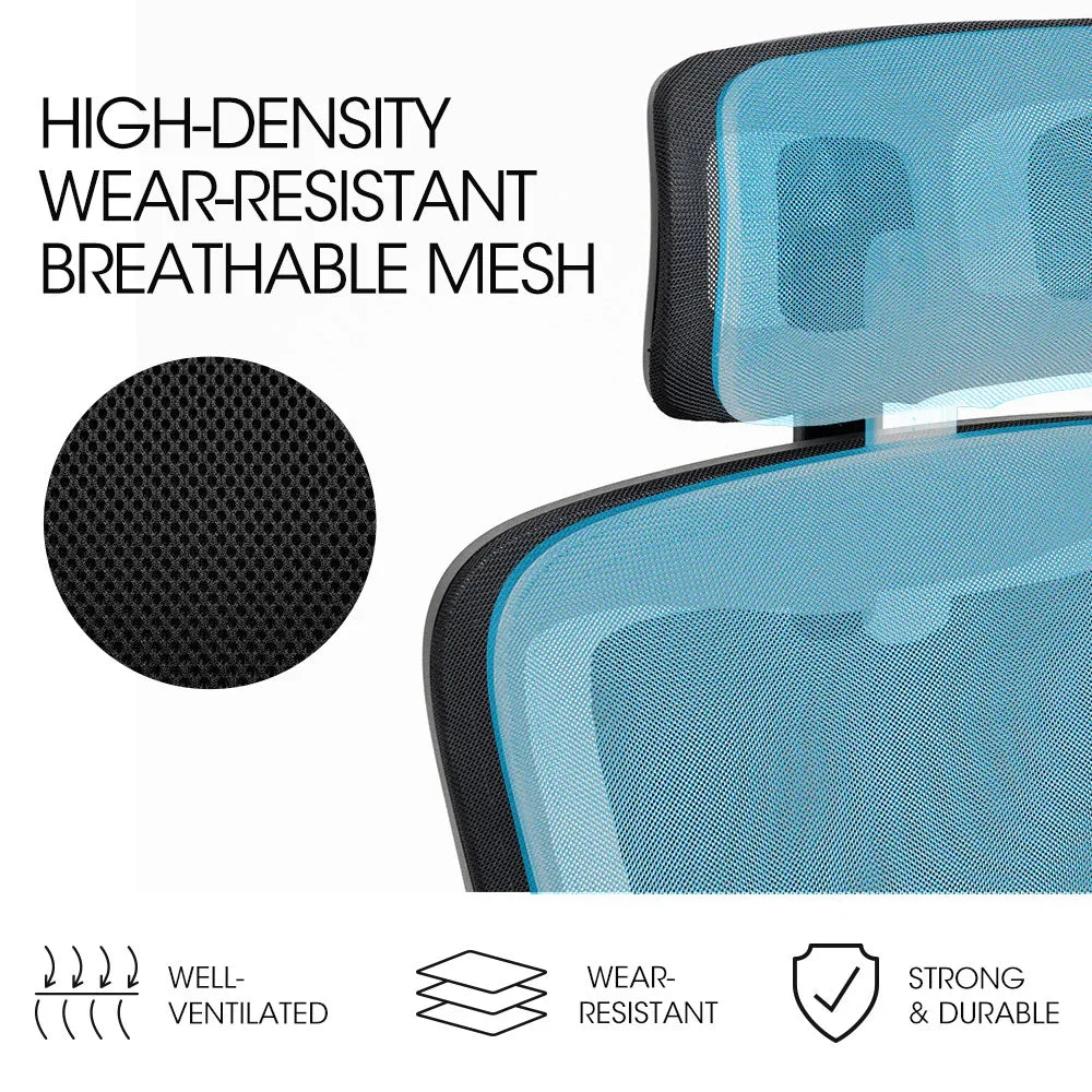 FORTIA Ergonomic Office Desk Chair, Lumbar Support, Mesh Fabric, Adjustable Headrest, Retractable Armrests, Black - Mekamart Australia