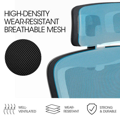 FORTIA Ergonomic Office Desk Chair, Lumbar Support, Mesh Fabric, Adjustable Headrest, Retractable Armrests, Black - Mekamart Australia