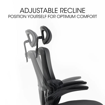 FORTIA Ergonomic Office Desk Chair, Lumbar Support, Mesh Fabric, Adjustable Headrest, Retractable Armrests, Black - Mekamart Australia