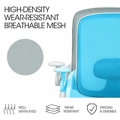 Fortia Ergonomic Office Desk Chair, Coolmesh Fabric, Adjustable Recline, Grey Mesh/White Frame - Mekamart Australia