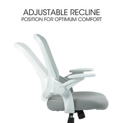 Fortia Ergonomic Office Desk Chair, Coolmesh Fabric, Adjustable Recline, Grey Mesh/White Frame - Mekamart Australia