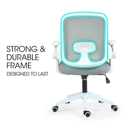 Fortia Ergonomic Office Desk Chair, Coolmesh Fabric, Adjustable Recline, Grey Mesh/White Frame - Mekamart Australia