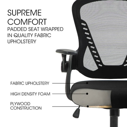 FORTIA Ergonomic Office Desk Chair, Coolmesh Fabric, Adjustable Recline, Black Mesh/Black Frame - Mekamart Australia