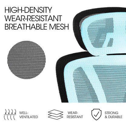 Fortia Ergonomic Office Desk Chair, Coolmesh Fabric, Adjustable Lumbar Support, Headrest, Armrest and Recline, Black Mesh/Black Frame - Mekamart Australia