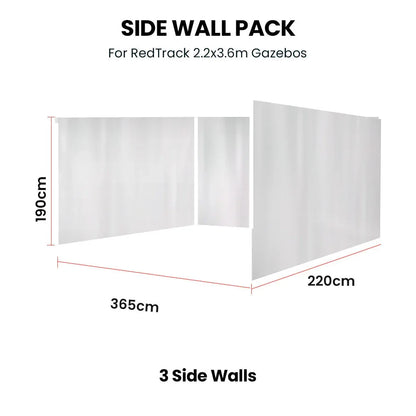 RED TRACK 3x Side Walls for 2.2x3.6m Gazebo, White - Mekamart Australia
