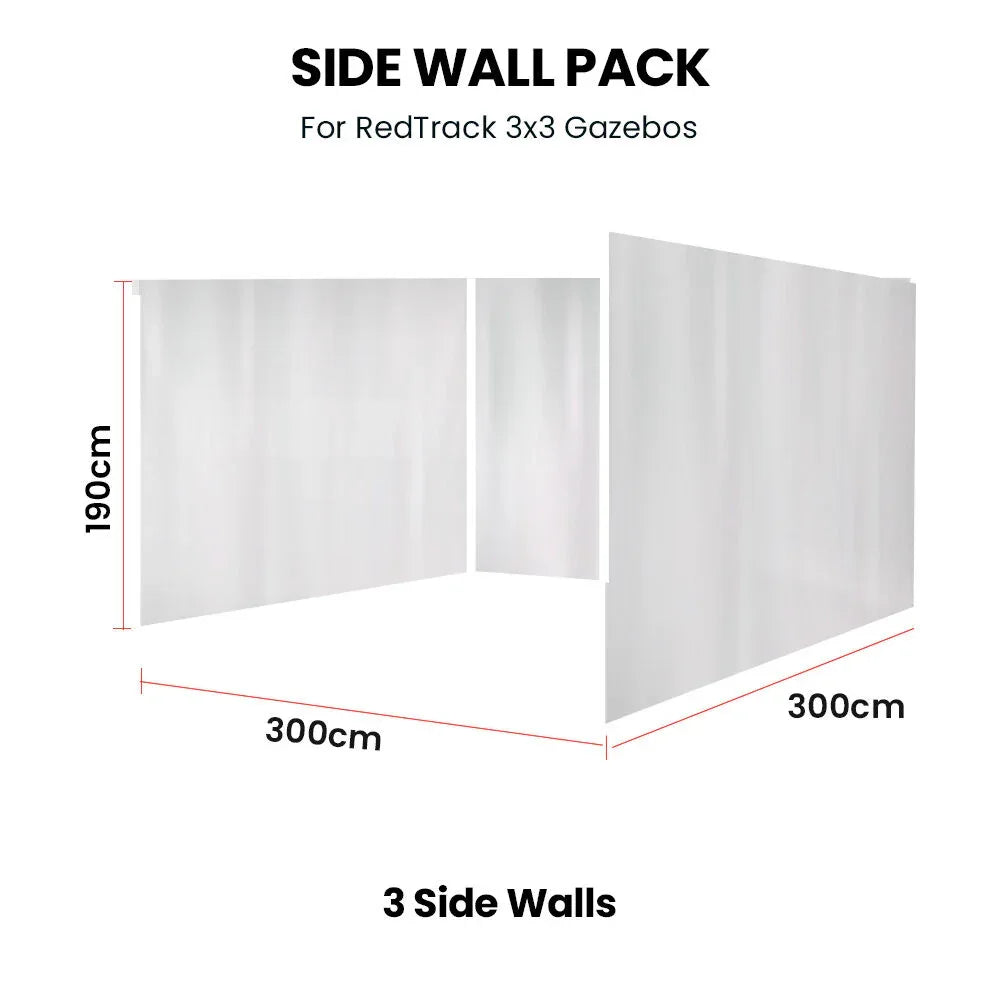 RED TRACK 3x Side Walls for 3x3m Gazebo, White - Mekamart Australia