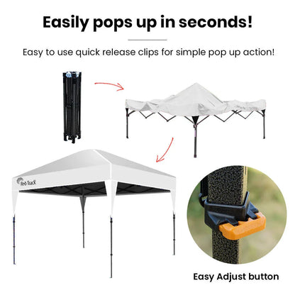 RED TRACK 3.6x2.2m Ultra Compact Folding Gazebo, Carry bag, Portable Outdoor Popup Marquee for Camping Beach, White - Mekamart Australia