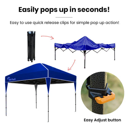 RED TRACK 3x3m Ultra Compact Folding Gazebo, Carry bag, Portable Outdoor Popup Marquee for Camping Beach, Navy Blue - Mekamart Australia