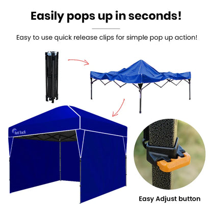 RED TRACK 3x3m Ultra Compact Folding Gazebo, Walls, Carry bag, Portable Outdoor Popup Marquee for Camping Beach, Navy Blue - Mekamart Australia