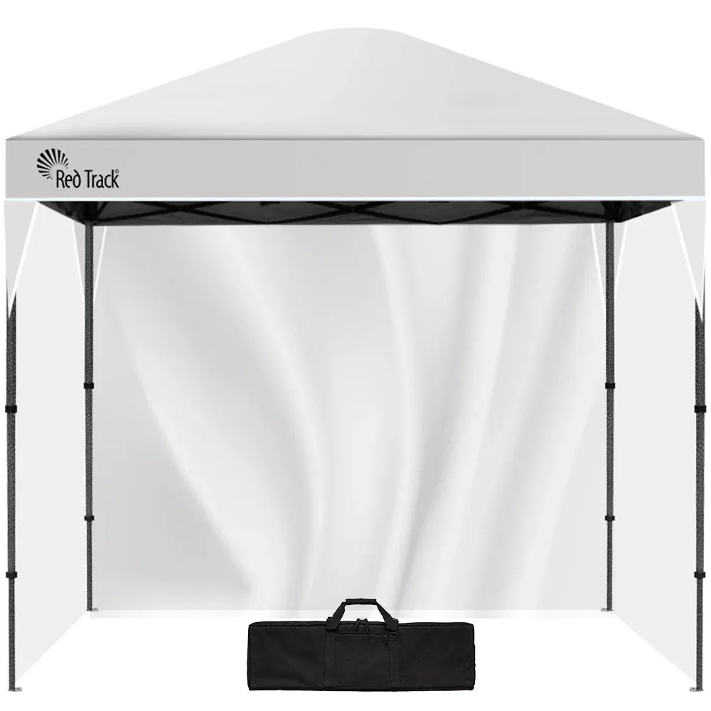 RED TRACK 3x3m Ultra Compact Folding Gazebo, Walls, Carry bag, Portable Outdoor Popup Marquee for Camping Beach, White - Mekamart Australia