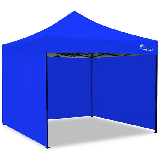 RED TRACK 3x3m Premium Pop Up Gazebo Marquee, Patented Steel Cable Canopy Support System, Wheeled Carry Bag, Side Walls, UV Block, Reinforced Frame, Blue - Mekamart Australia