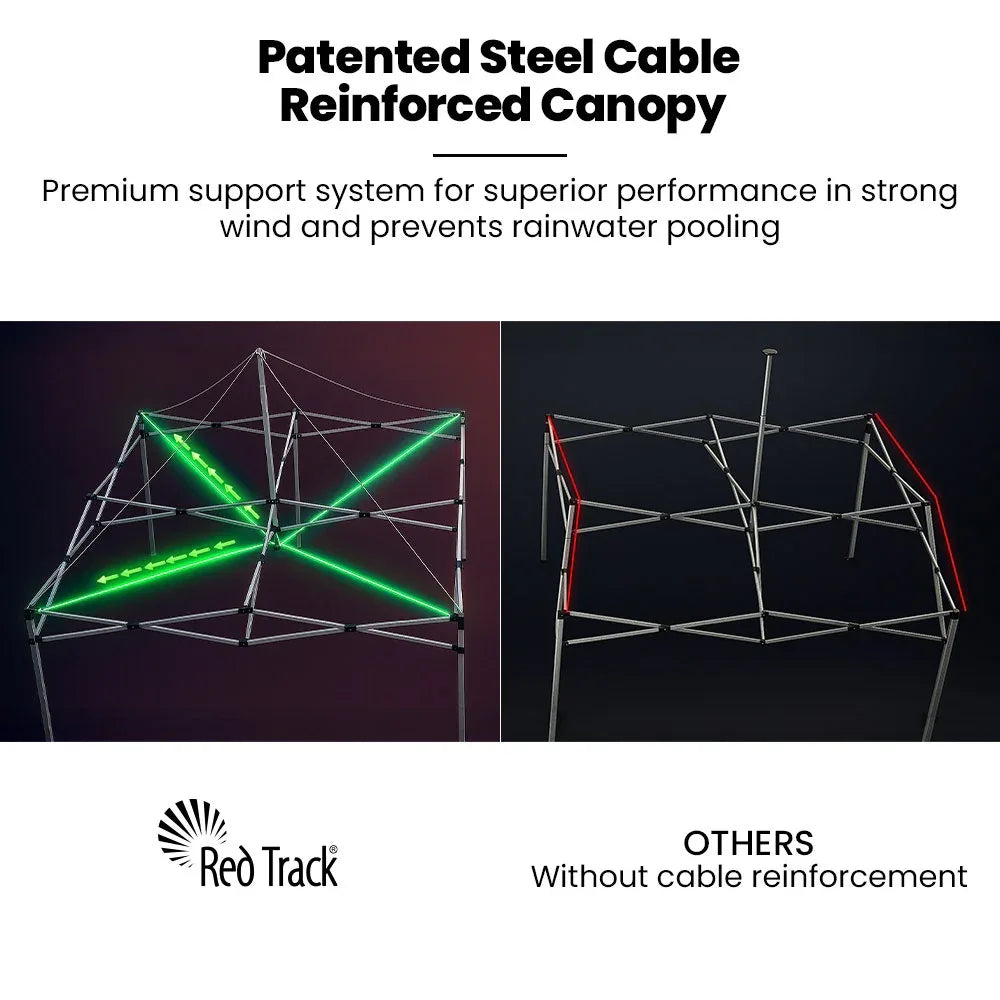 RED TRACK 3x3m Premium Pop Up Gazebo Marquee, Patented Steel Cable Canopy Support System, Wheeled Carry Bag, Side Walls, UV Block, Reinforced Frame, Blue - Mekamart Australia