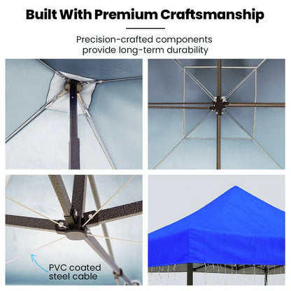 RED TRACK 3x3m Premium Pop Up Gazebo Marquee, Patented Steel Cable Canopy Support System, Wheeled Carry Bag, Side Walls, UV Block, Reinforced Frame, Blue - Mekamart Australia