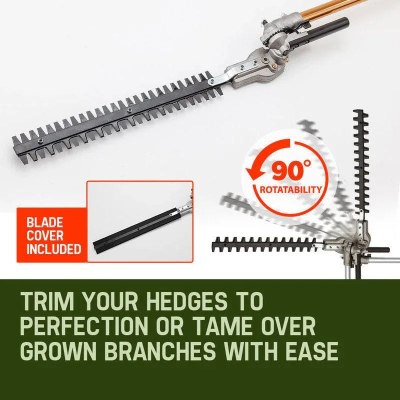 BAUMR-AG 65cc 7in1 Long Reach Garden Multi-tool, Pole Saw, Hedge & Line Trimmer, Brush Cutter, 12" Tree Trimming Pruning Chainsaw Bar, 2 Extension Shafts - Mekamart Australia