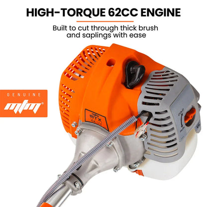 MTM 62cc 7in1 Brush Cutter Garden Multi-Tool , Pole Hedge & Line Trimmer, Bullhorn Handle, 12" Tree Trimming Pruning - Mekamart Australia
