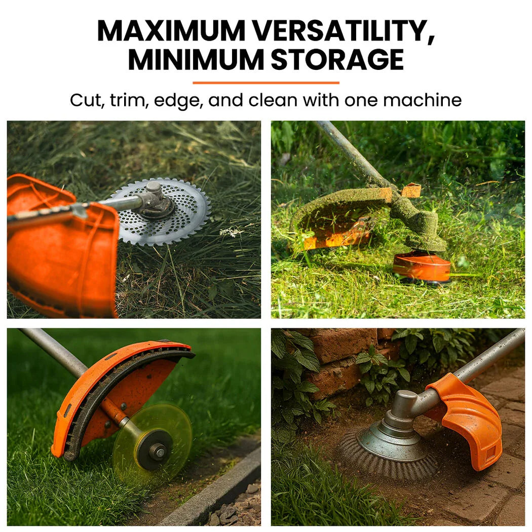 MTM 62cc 7in1 Brush Cutter Garden Multi-Tool , Pole Hedge & Line Trimmer, Bullhorn Handle, 12" Tree Trimming Pruning - Mekamart Australia