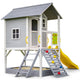 ROVO KIDS Wooden Tower Cubby House with Slide, Sandpit, Climbing Wall, Noughts & Crosses - Mekamart Australia