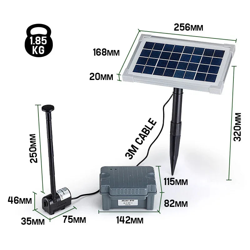 Protege 25W Solar Powered Fountain Submersible Water Pump with Battery Pond Kit Garden - Mekamart Australia