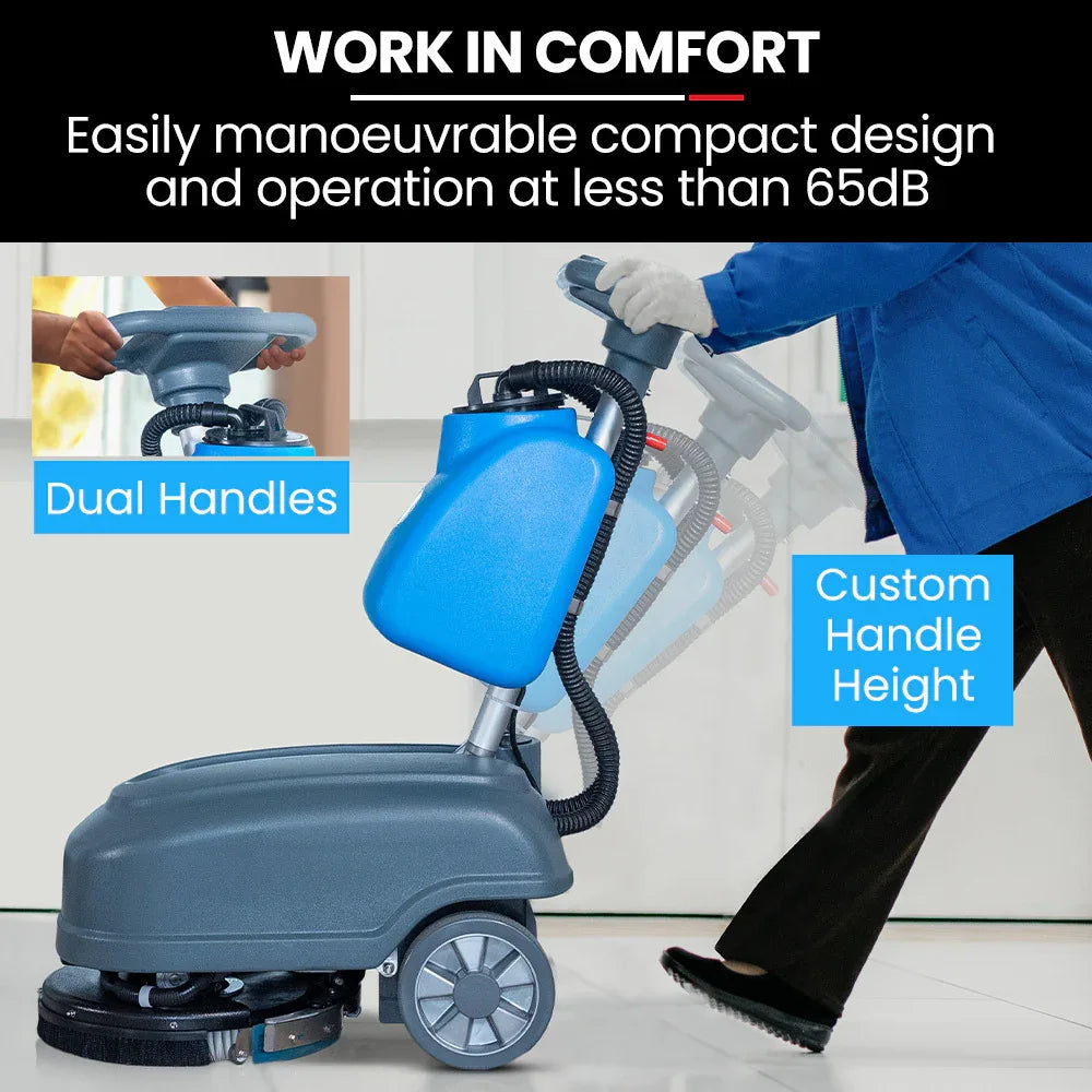 AUCH FSH14 Floor Scrubber & Dryer, 360mm, Battery Powered, Walk Behind, Multi-purpose Commercial Grade Machine - Mekamart Australia