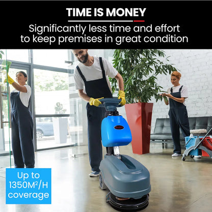 AUCH FSH14 Floor Scrubber & Dryer, 360mm, Battery Powered, Walk Behind, Multi-purpose Commercial Grade Machine - Mekamart Australia
