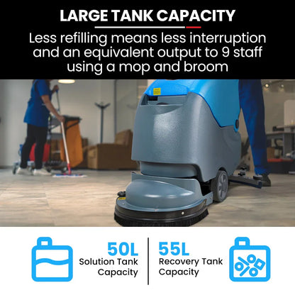 Auch FSH18 Floor Scrubber & Dryer, 490mm, Battery Powered, Walk Behind, Multi-purpose Commercial Grade Machine - Mekamart Australia