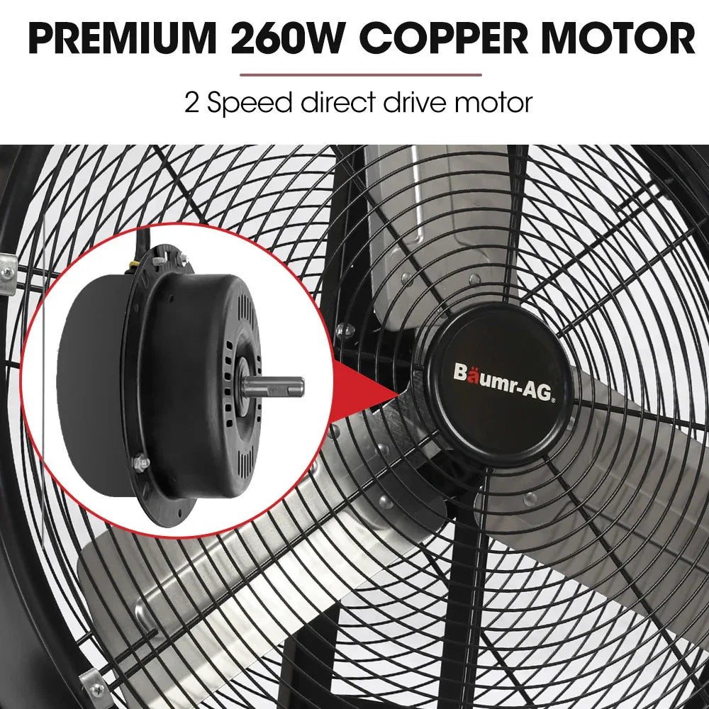 BAUMR-AG 24" 610mm 260W Industrial Mobile Floor Drum Fan, Tilting, Large, Commercial, Heavy-duty Frame, EESS Certified - Mekamart Australia