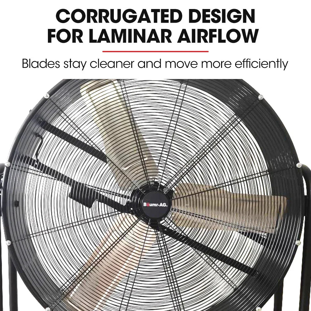 BAUMR-AG 36" 914mm Industrial Mobile Floor Drum Fan, 290W Brushless Motor, Tilting, Large, Commercial, Heavy-duty Frame, EESS Certified - Mekamart Australia