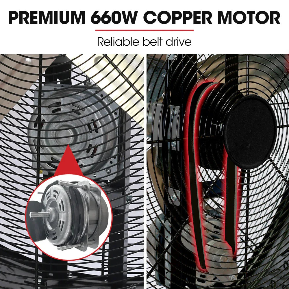 BAUMR-AG 42" 1067mm 660W Industrial Mobile Floor Drum Fan, Belt Drive, Tilting, Large, Commercial, Heavy-duty Frame, EESS Certified - Mekamart Australia