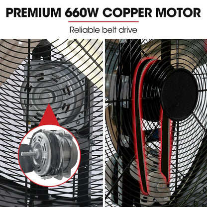 BAUMR-AG 42" 1067mm 660W Industrial Mobile Floor Drum Fan, Belt Drive, Tilting, Large, Commercial, Heavy-duty Frame, EESS Certified - Mekamart Australia