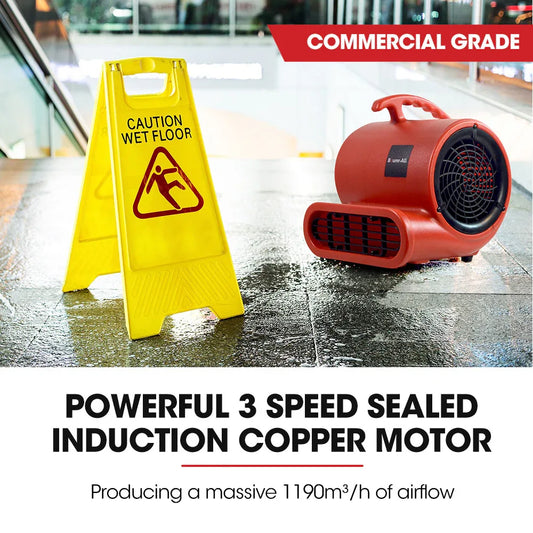 Baumr-AG 3-Speed Carpet Dryer Air Mover Blower Fan, 700CFM, Sealed Copper Motor, Poly Housing - Mekamart Australia