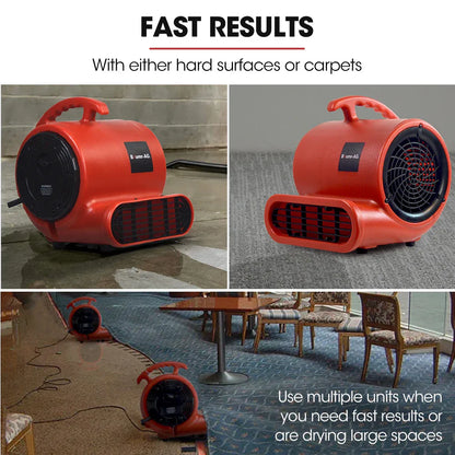 Baumr-AG 3-Speed Carpet Dryer Air Mover Blower Fan, 700CFM, Sealed Copper Motor, Poly Housing - Mekamart Australia
