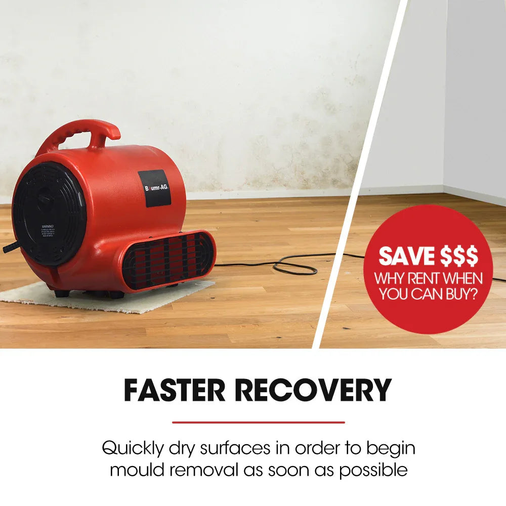 Baumr-AG 3-Speed Carpet Dryer Air Mover Blower Fan, 700CFM, Sealed Copper Motor, Poly Housing - Mekamart Australia
